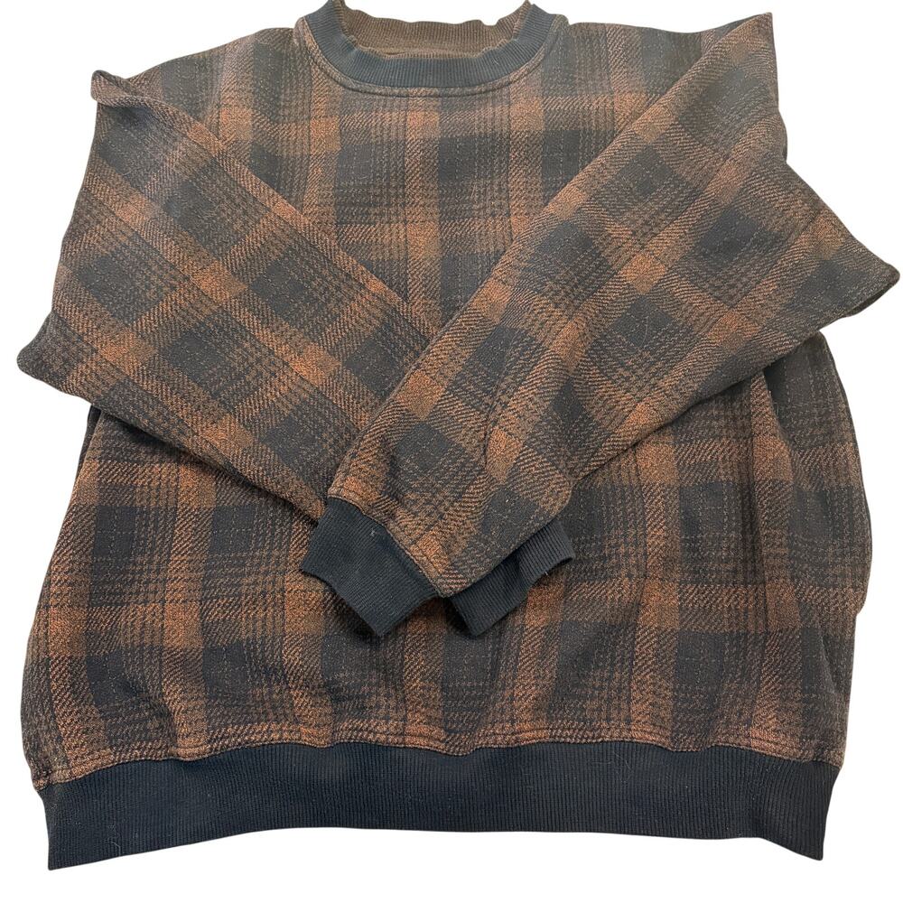 Vtg Knights Sportswear Men's Brown Plaid Sweater Size M